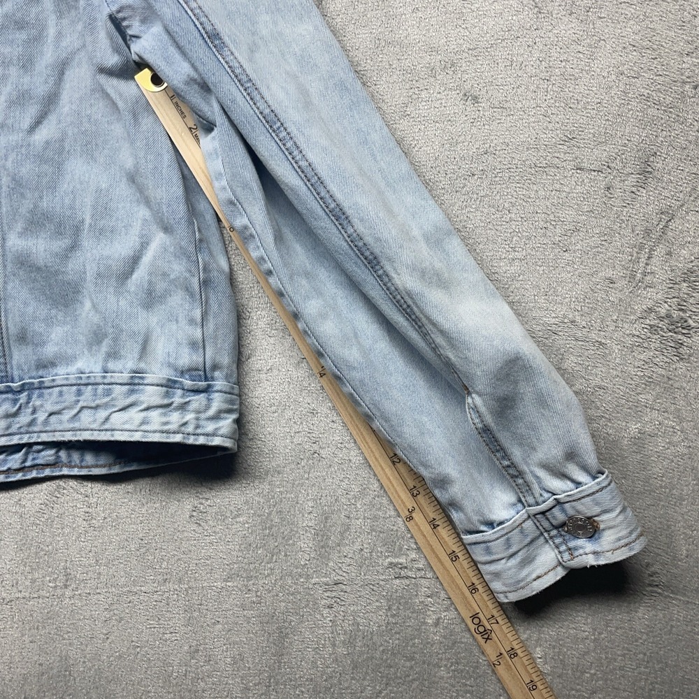 Express Jeans Jacket Women's XL Blue Denim Long Sleeve Button Jacket Cropped - Picture 8 of 8